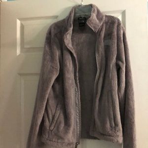 Fuzzy grey north face jacket